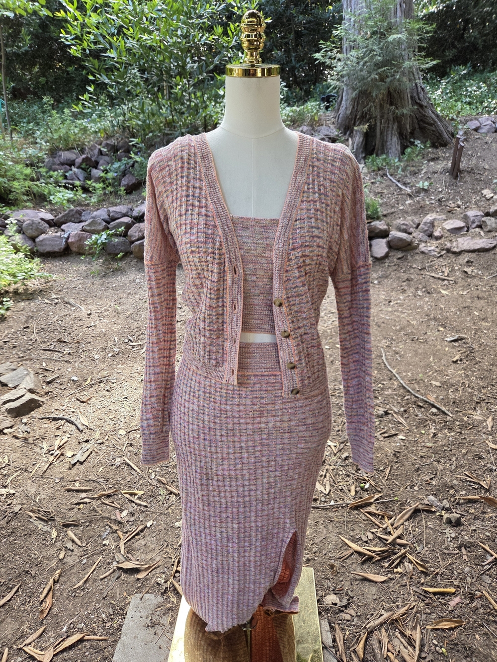 SAYLOR Multicolor Pink Knit Cardigan Set Size XS